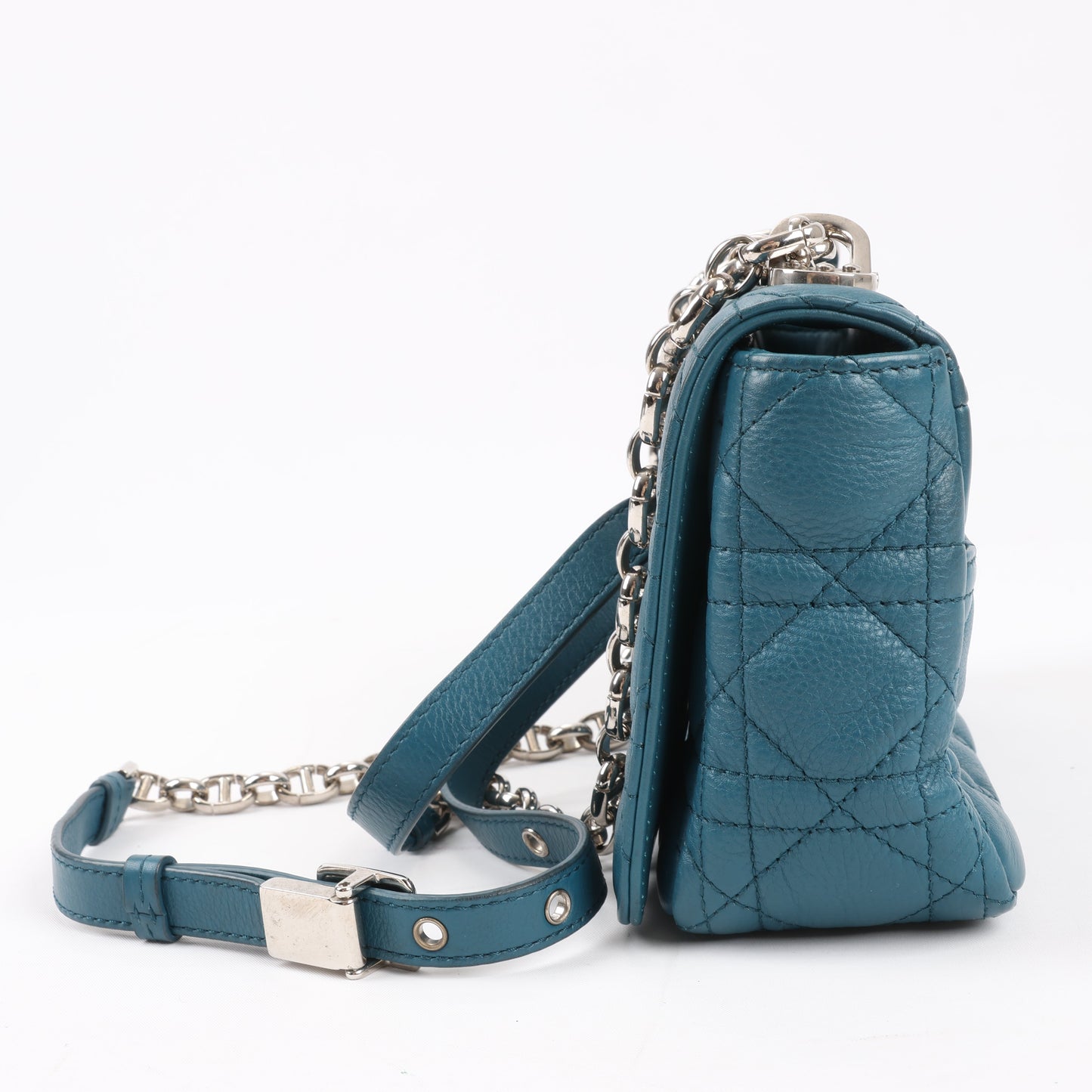 Sac bandoulière chaîne en cuir Christian Dior Caro bleu