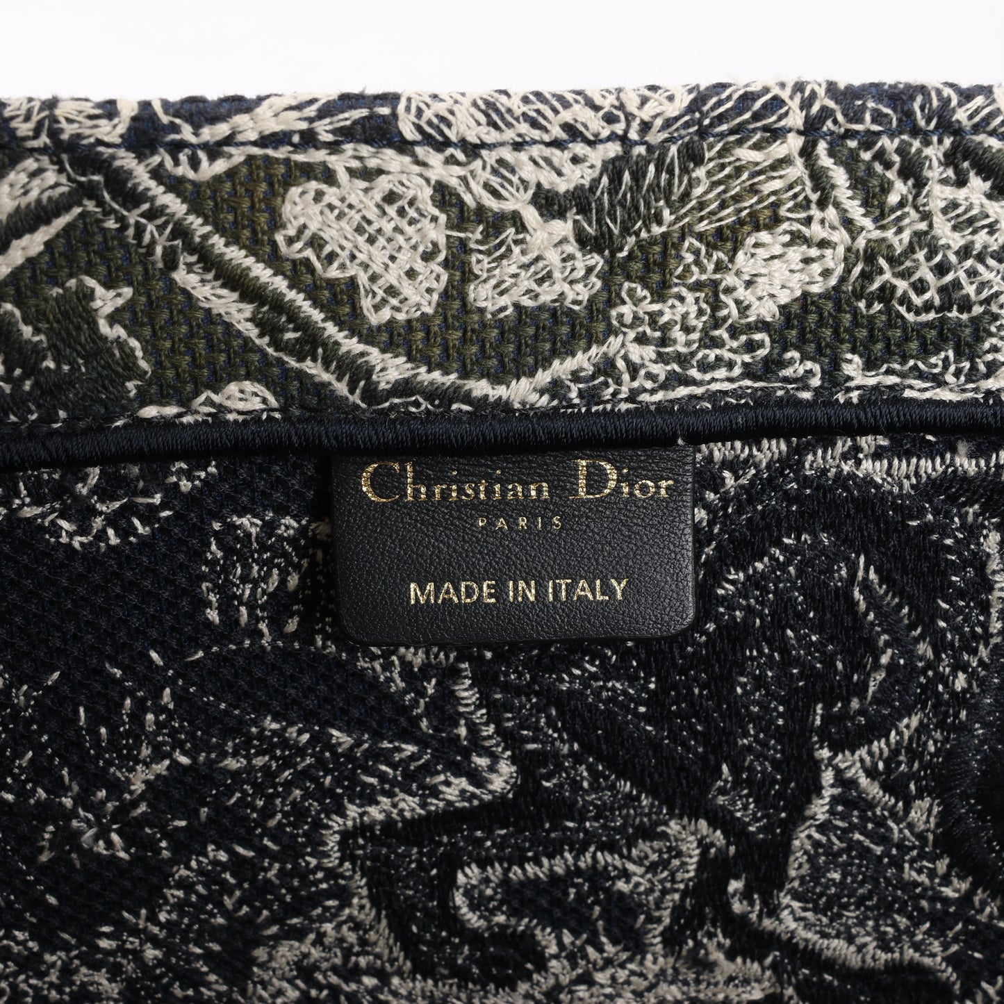 Christian Dior Toile Doo JUY Embroidery Book Large Canvas Tote Bag in Navy Blue
