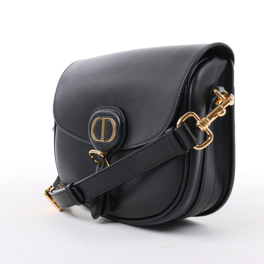 Dior Bobby Medium Kalbsleder-Schultertasche mit Klappe in Schwarz
