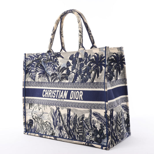 Christian Dior Book Tote, große Canvas-Tragetasche in Marineblau