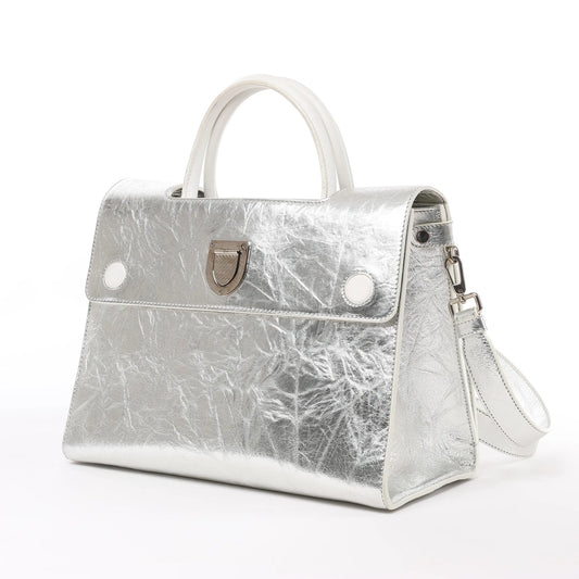 Dior Diorever Medium Leather 2Way Handbag in Silver
