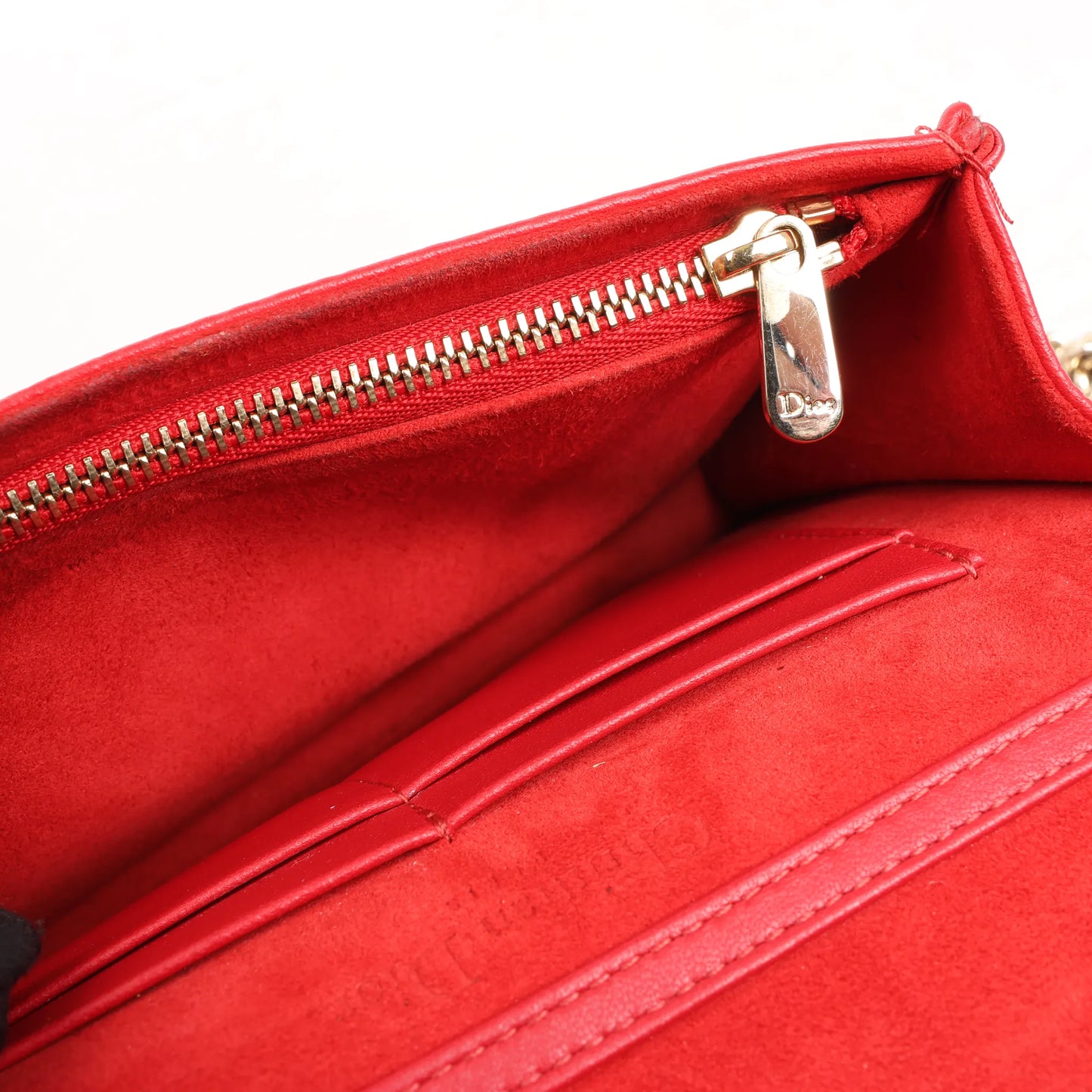 Dior Diorama Schultertasche aus rotem Leder mit Kette