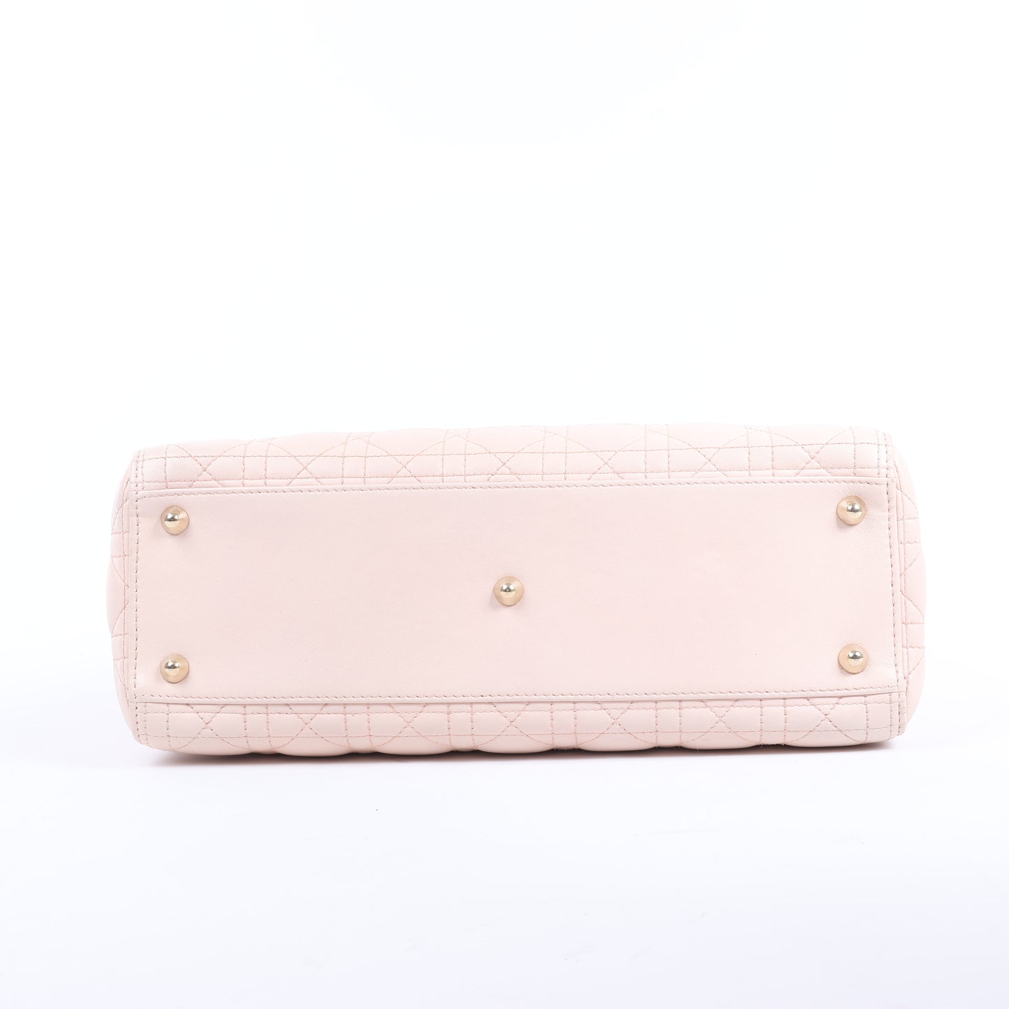Grand sac à main double usage en cuir rose clair Lady Dior Cannage de Christian Dior