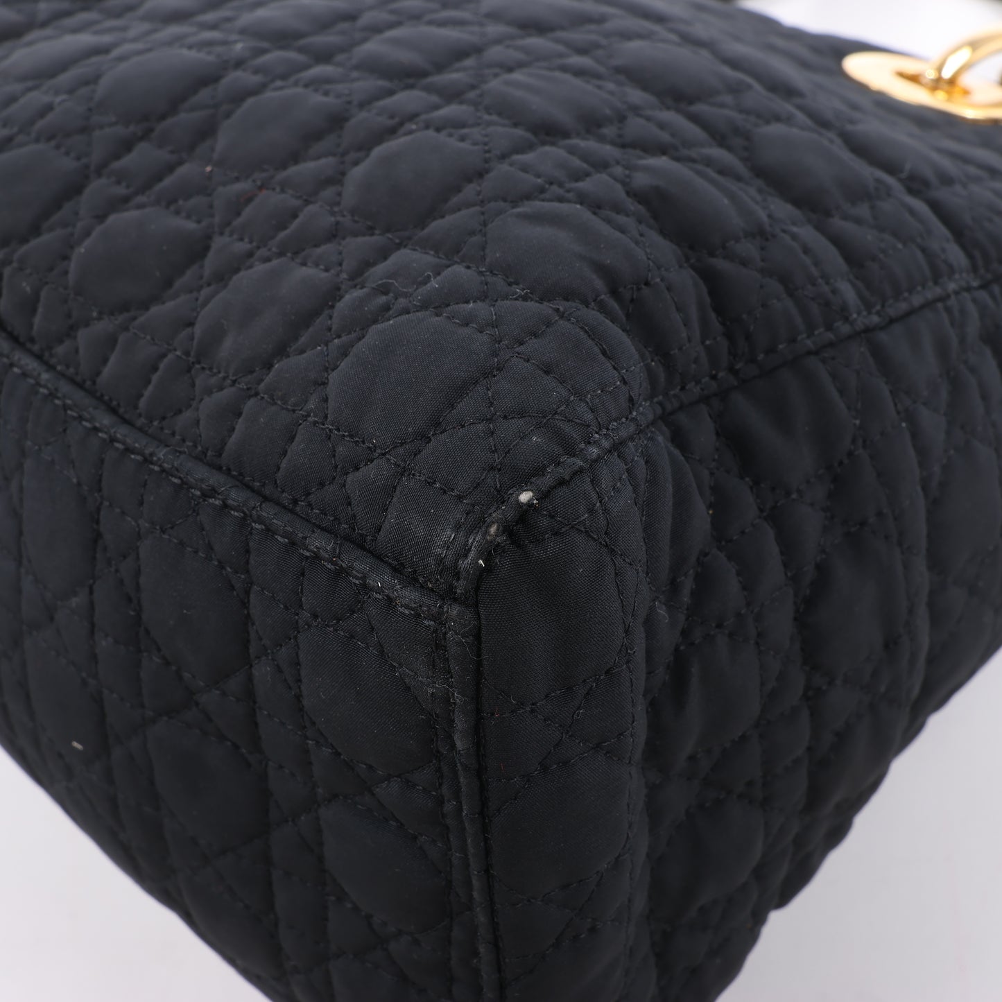 Sac à main en nylon noir Christian Dior Lady Dior Cannage