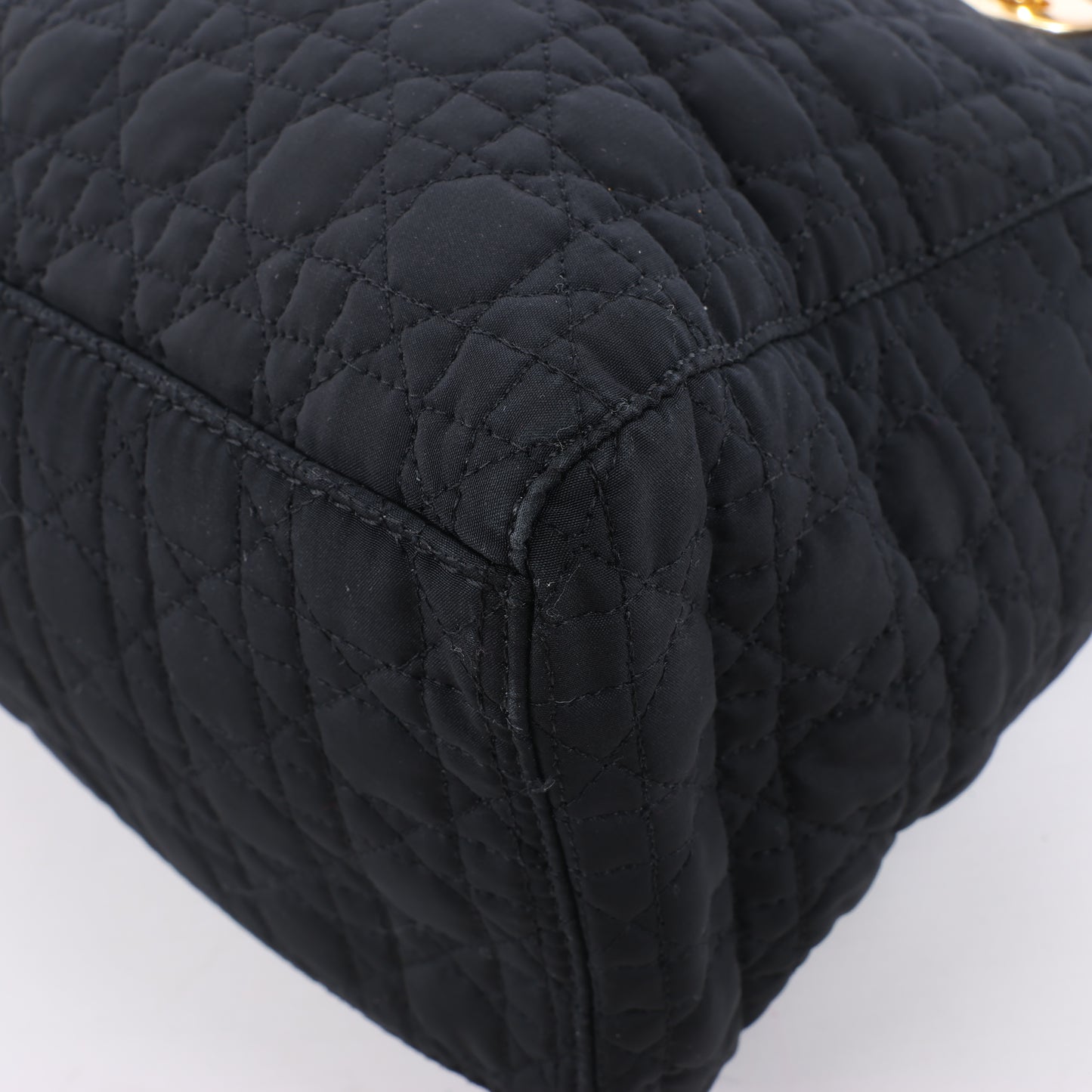 Sac à main en nylon noir Christian Dior Lady Dior Cannage