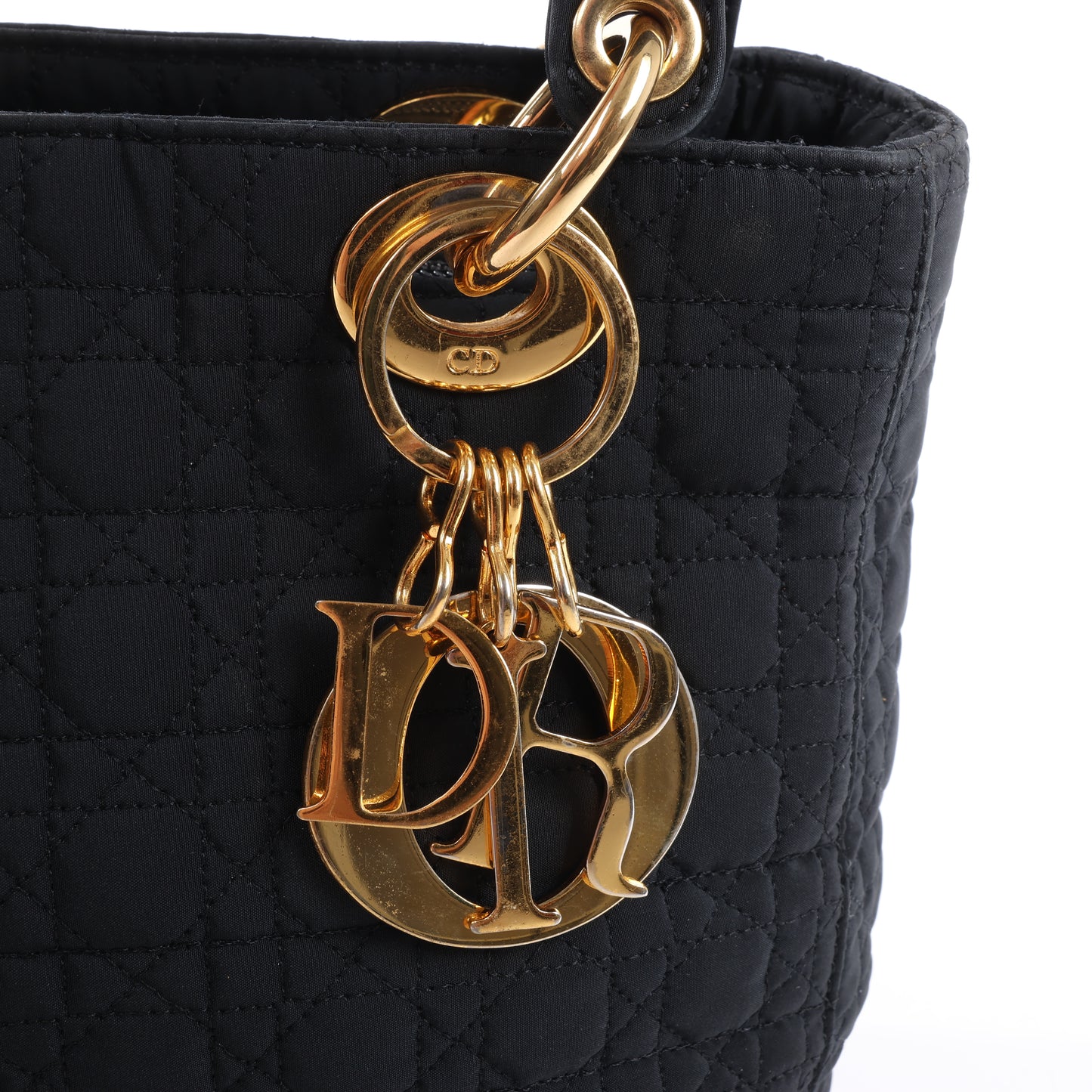 Sac à main en nylon noir Christian Dior Lady Dior Cannage