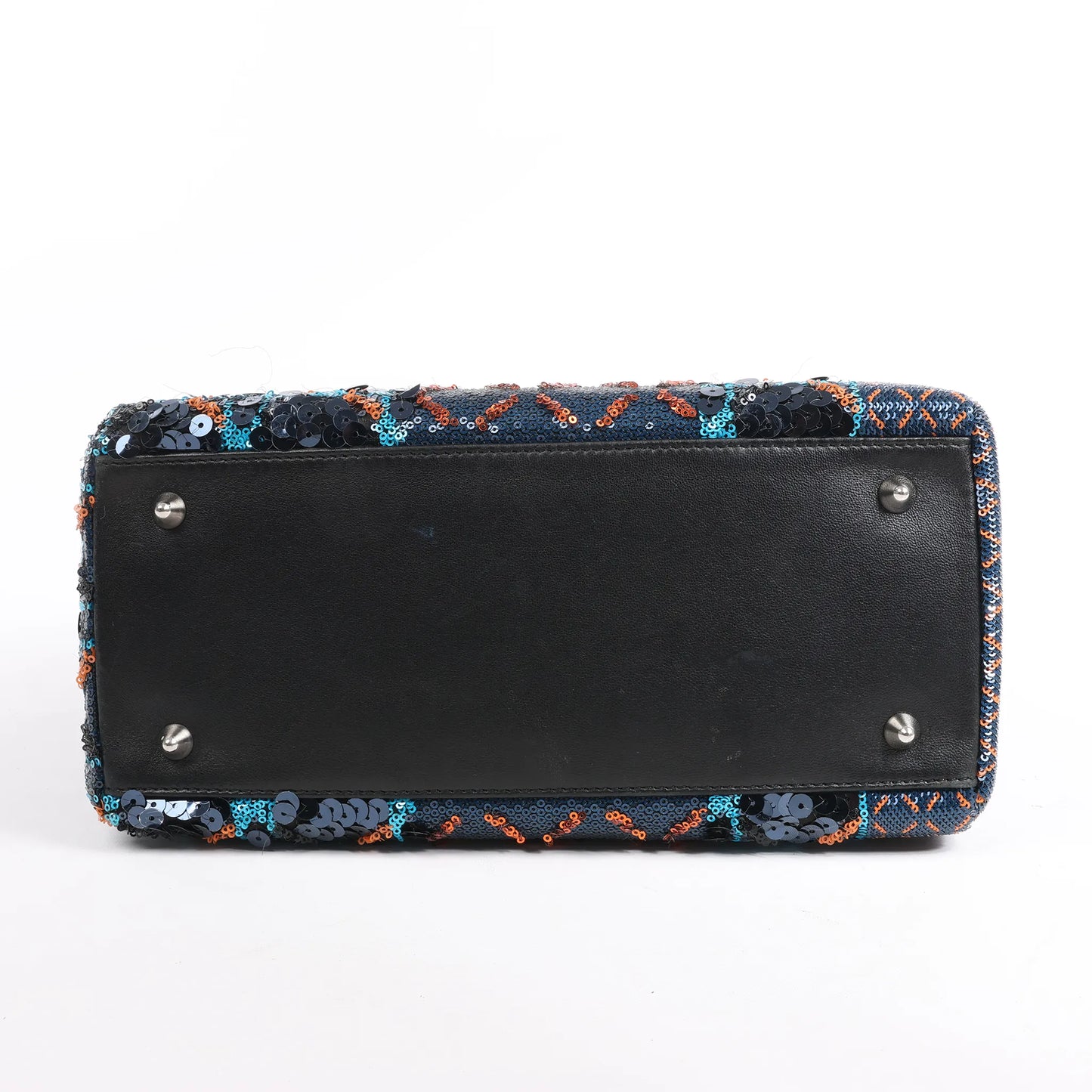 Dior Lady Dior Sequins Medium Handbag in Navy Blue