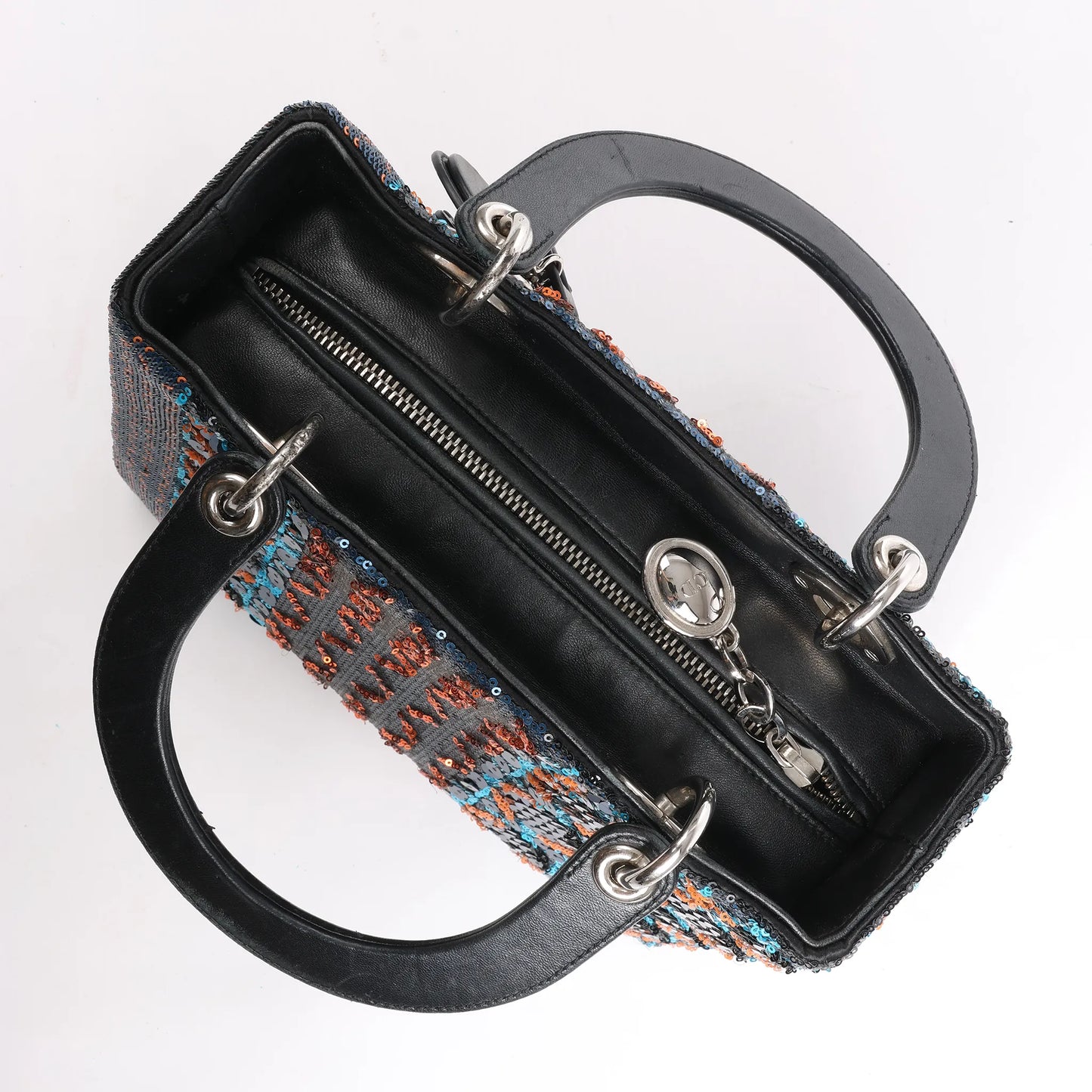 Dior Lady Dior Sequins Medium Handbag in Navy Blue