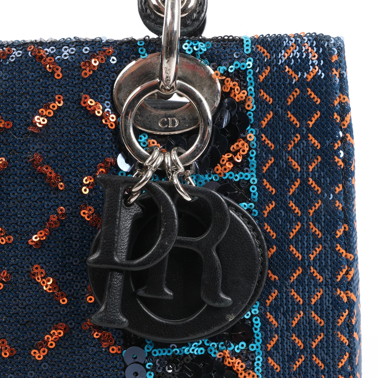 Dior Lady Dior Sequins Medium Handbag in Navy Blue