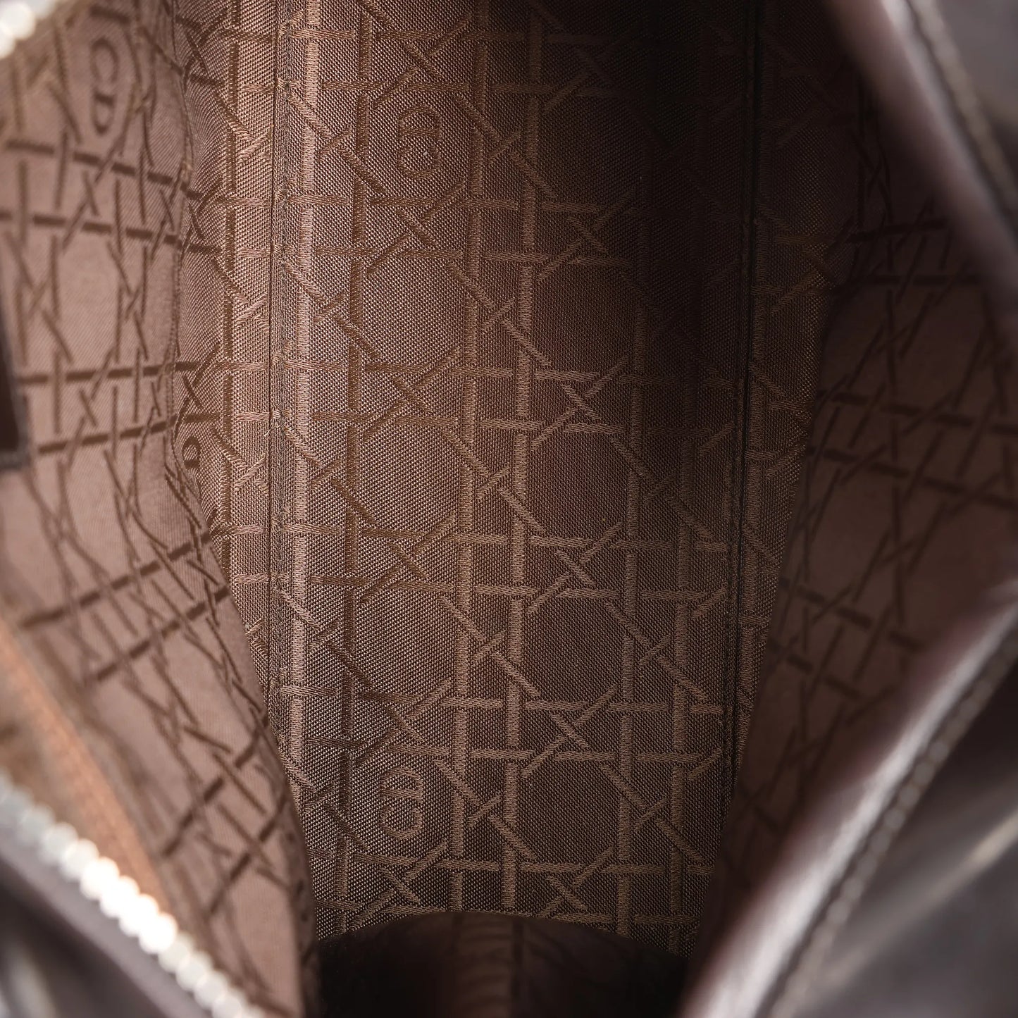 Dior Lady Dior Cannage Nylon x Leather 2Way Handbag in Brown