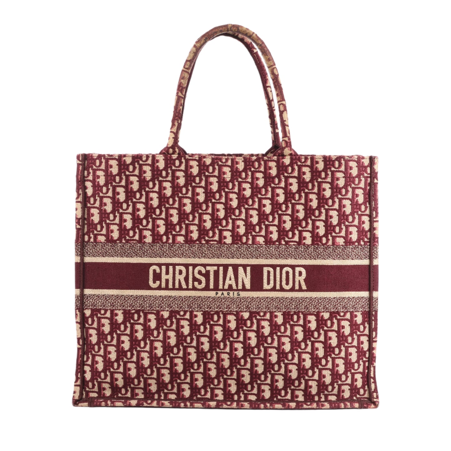 Grand sac bandoulière oblique en toile Christian Dior Book Tote bordeaux