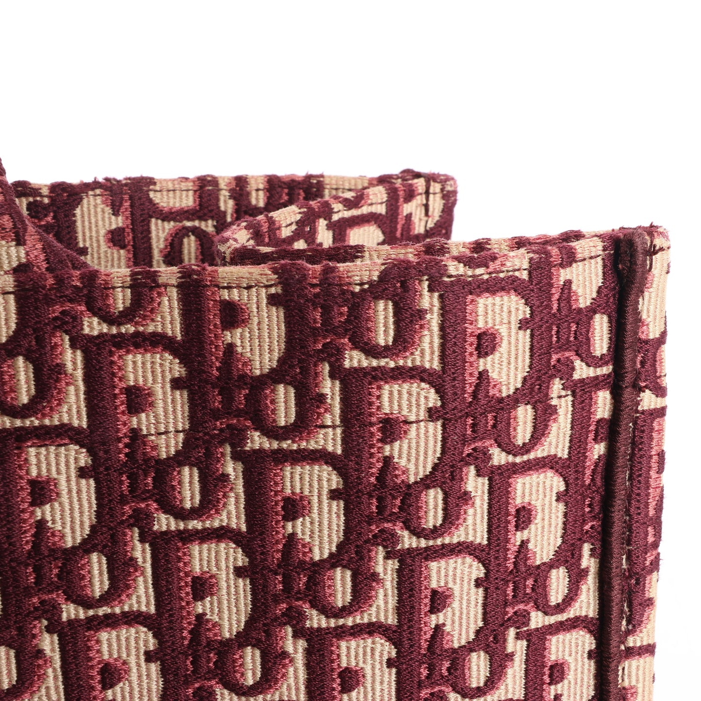 Grand sac bandoulière oblique en toile Christian Dior Book Tote bordeaux