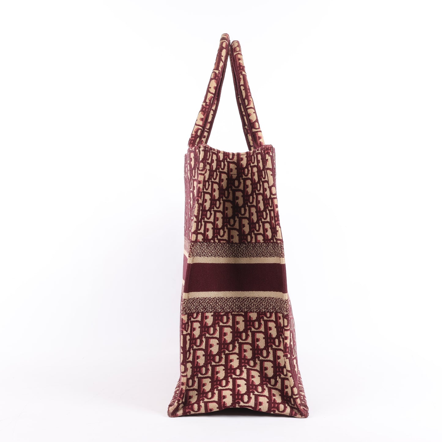 Grand sac bandoulière oblique en toile Christian Dior Book Tote bordeaux