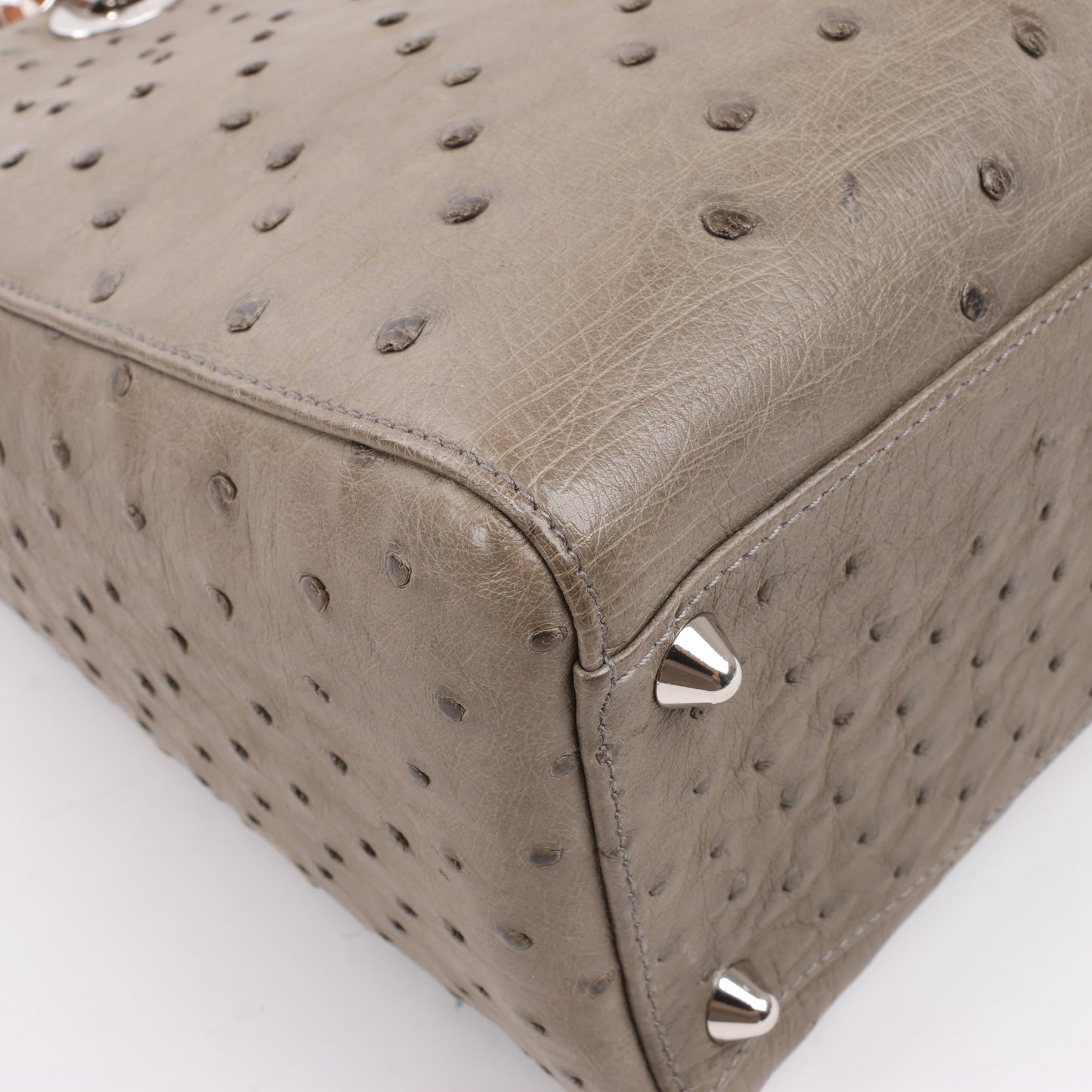 Dior Lady Dior Ostrich Large 2Way Handbag in Brown