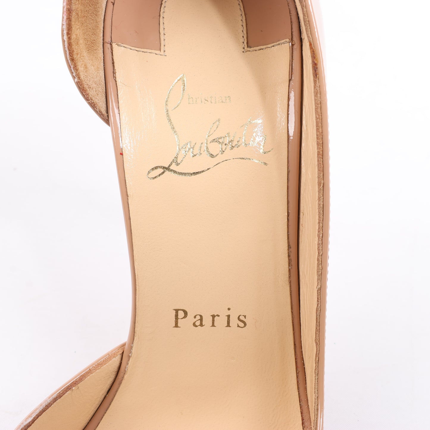 Escarpins Christian Louboutin Demi You 100 en cuir verni beige, pointure 38