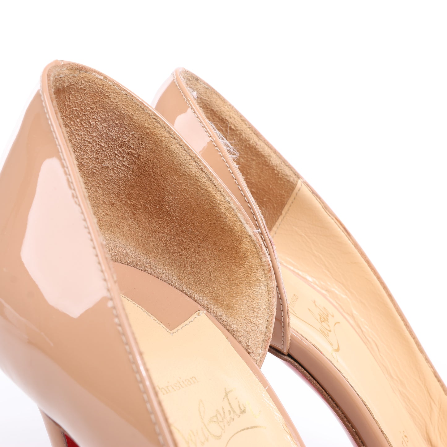 Escarpins Christian Louboutin Demi You 100 en cuir verni beige, pointure 38