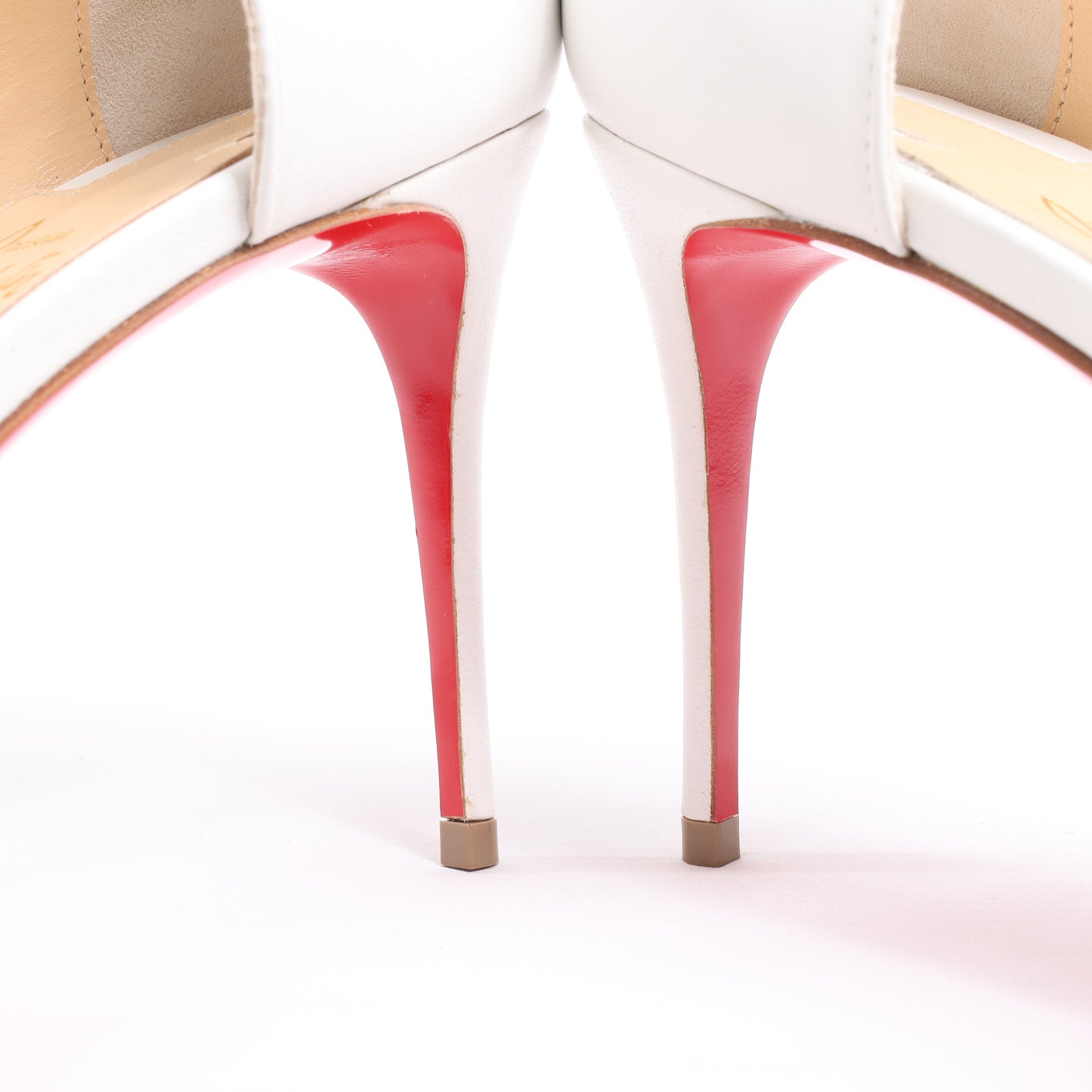 Christian Louboutin Iriza 85 Leather Heels in Bianco, Size 41 EU