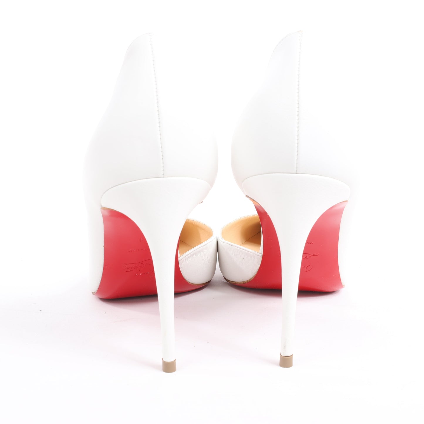 Christian Louboutin Iriza 85 Leather Heels in Bianco, Size 41 EU