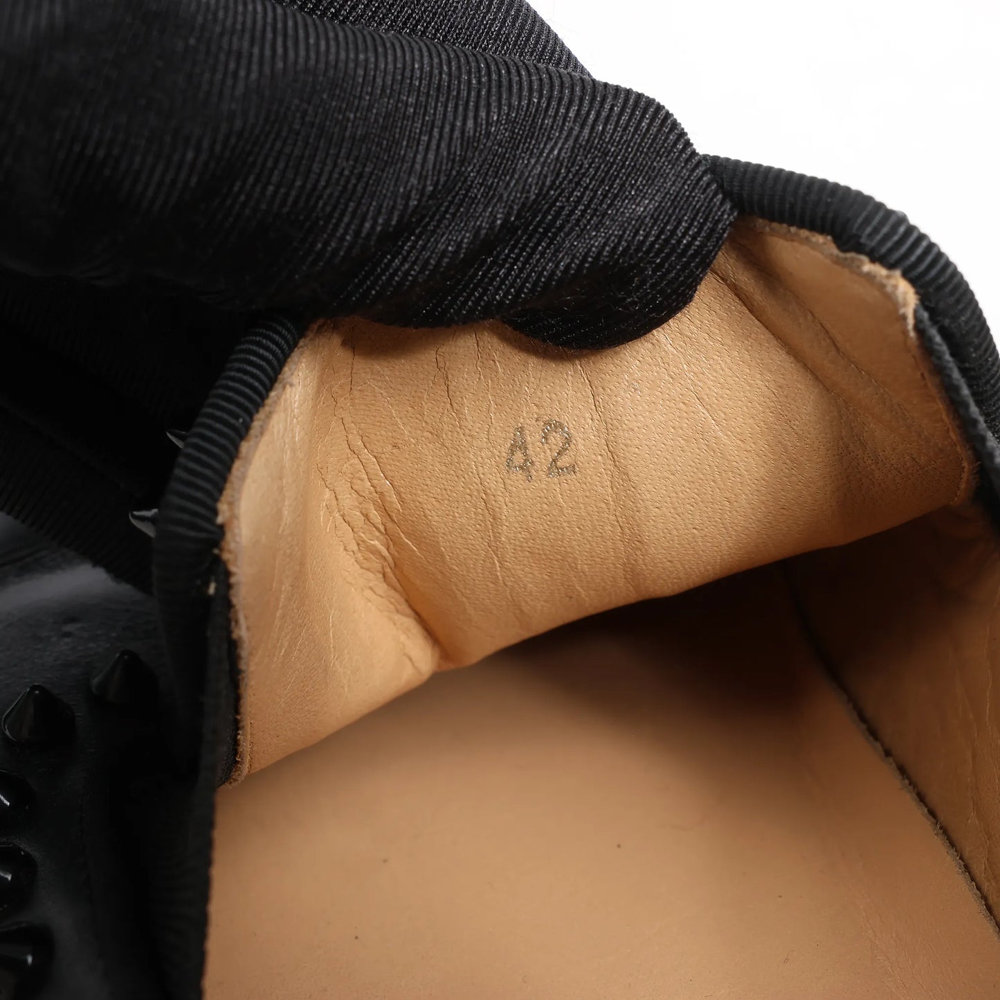 Christian Louboutin Spike Studs Leather Slip-On Sneakers in Black, Size 42 EU