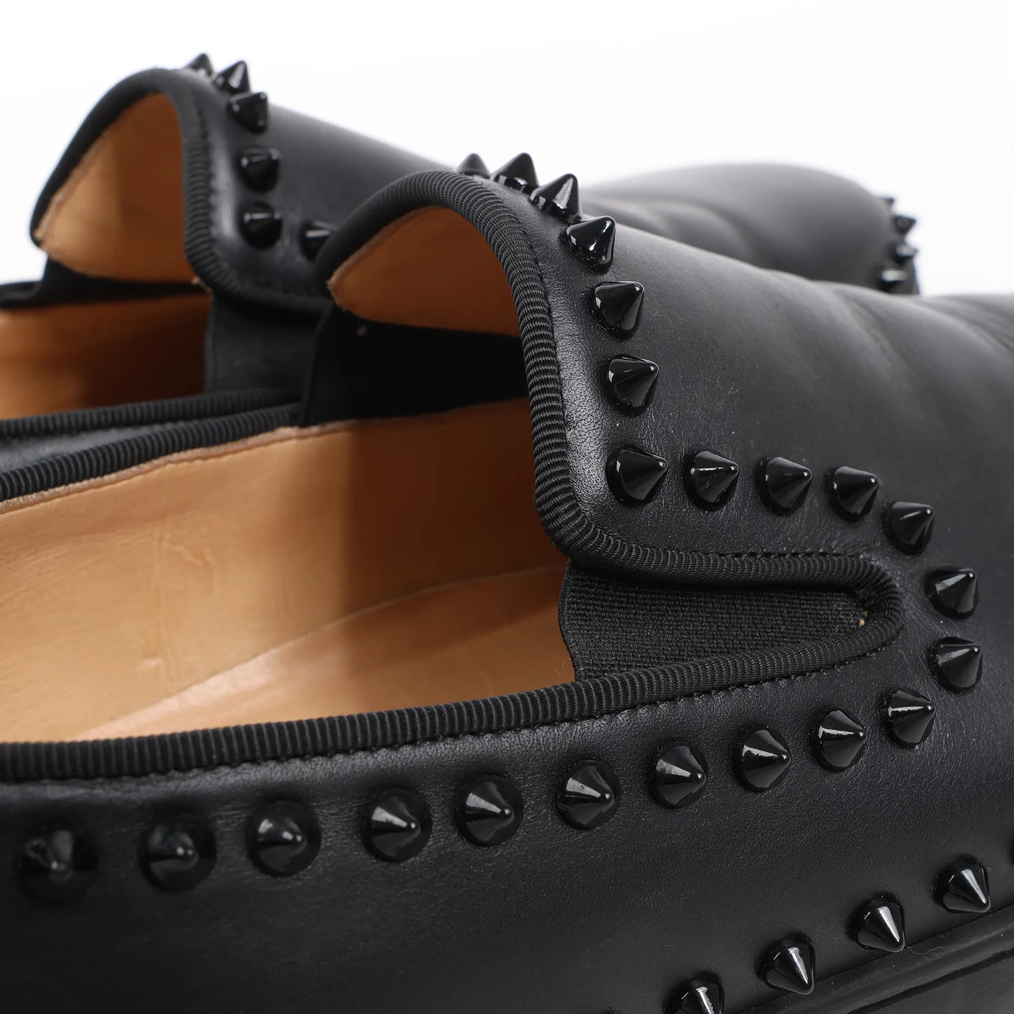 Christian Louboutin Spike Studs Leather Slip-On Sneakers in Black, Size 42 EU