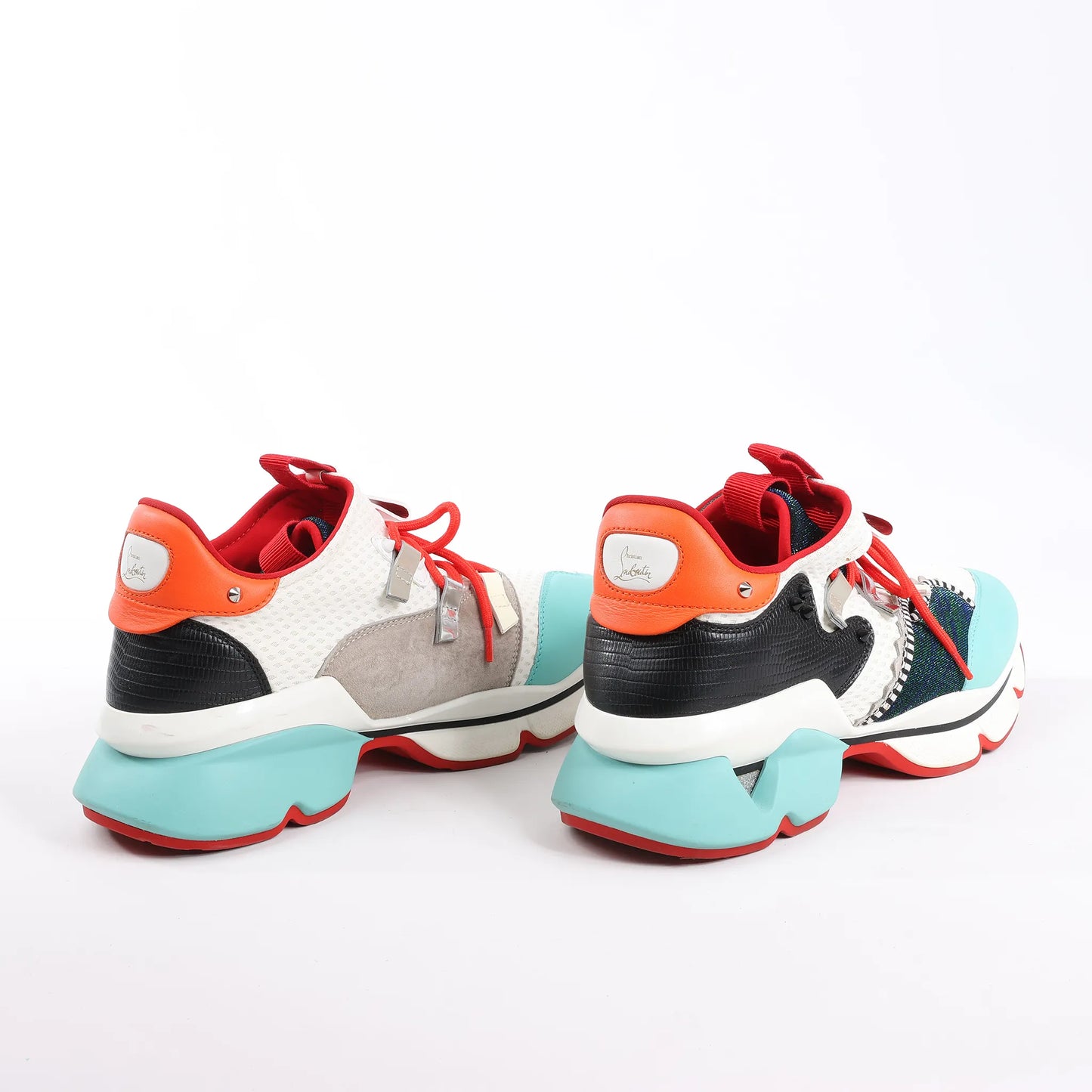 Christian Louboutin Red Runner Leather Sneakers in Multicolor, Size 42 EU