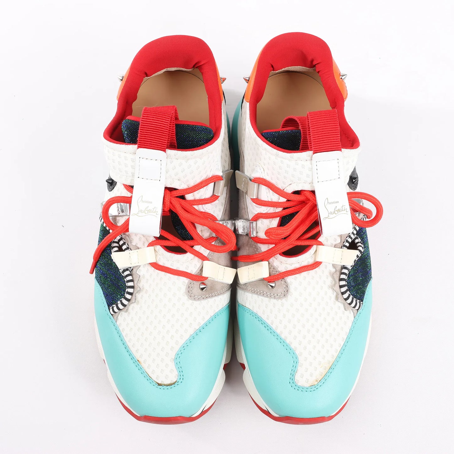 Christian Louboutin Red Runner Leather Sneakers in Multicolor, Size 42 EU