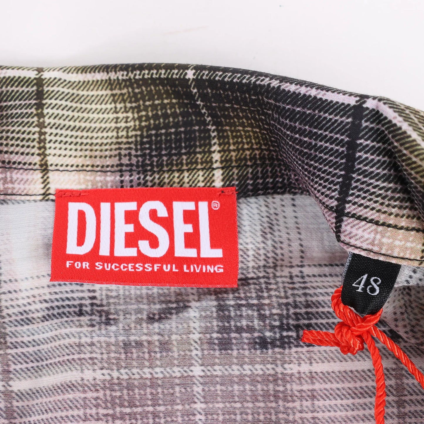 DIESEL Short-Sleeve Check Shirt With Poster Print in Multicolor, Size 48 IT