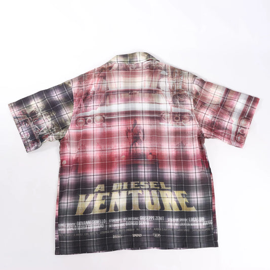 DIESEL Short-Sleeve Check Shirt With Poster Print in Multicolor, Size 48 IT