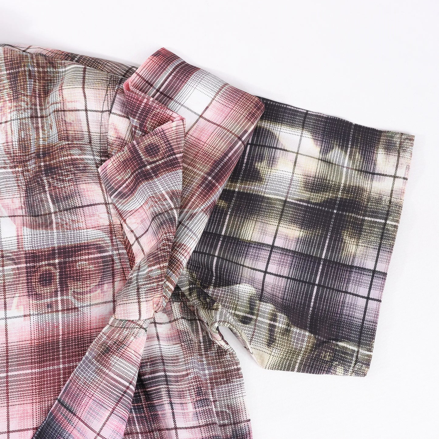 DIESEL Short-Sleeve Check Shirt With Poster Print in Multicolor, Size 48 IT