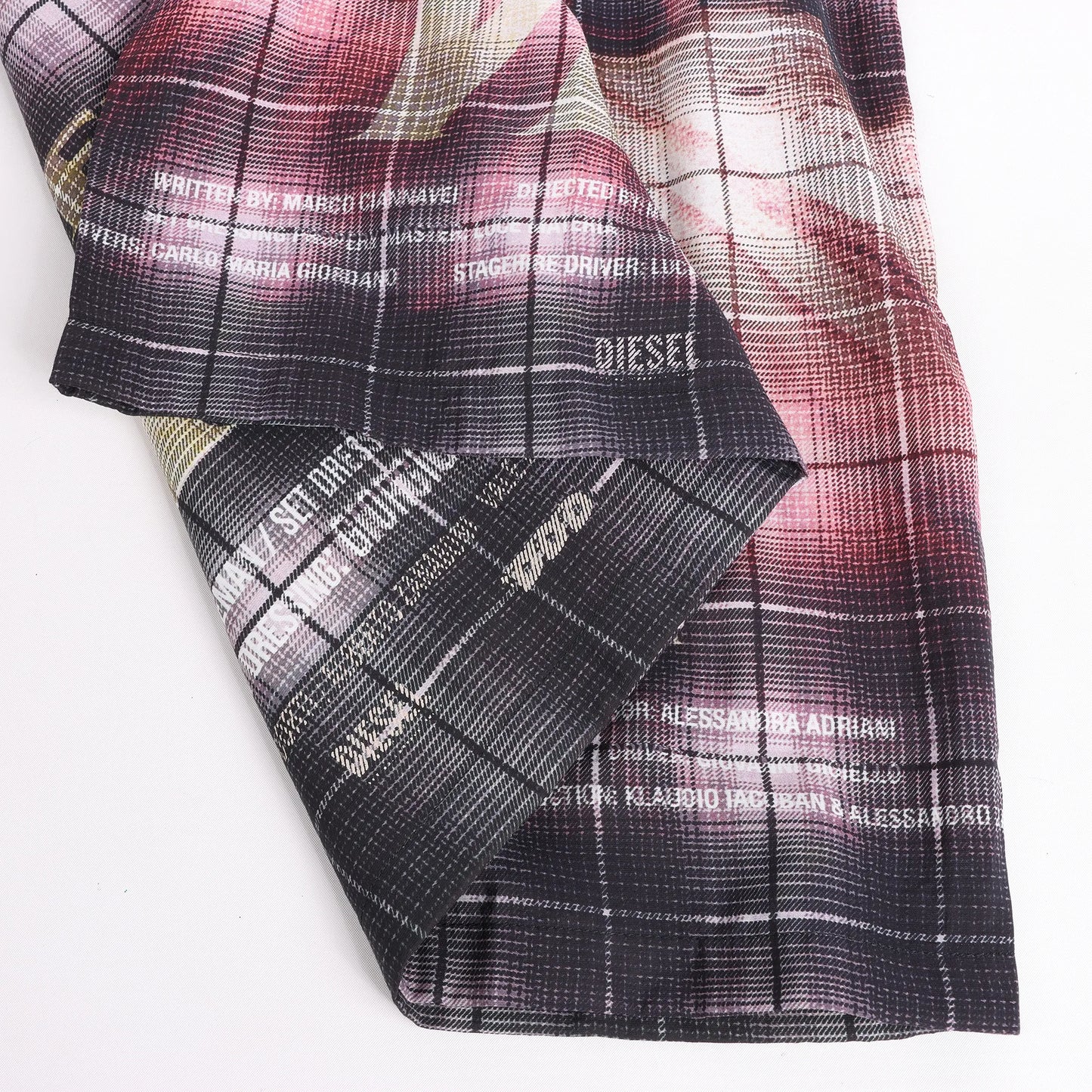 DIESEL Short-Sleeve Check Shirt With Poster Print in Multicolor, Size 48 IT