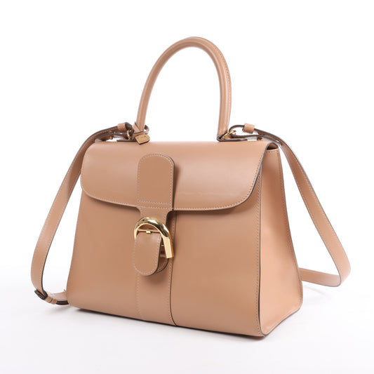 Sac à main double usage en cuir Delvaux Brillant MM beige