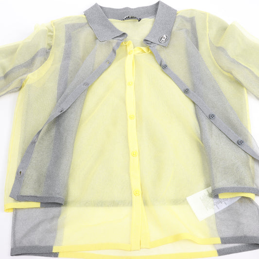 DIESEL Lurex-Detail Long-Sleeved Shirt in Yellow, Size S
