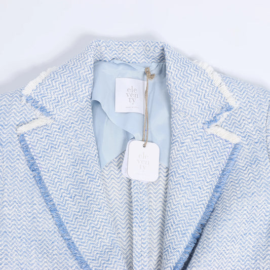 Eleventy Fringed Single-Breasted blazer in Light Blue, Size 38 IT
