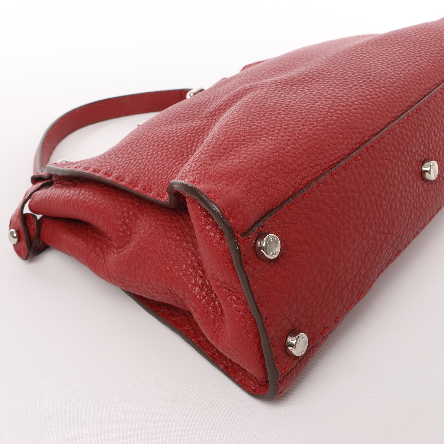 Fendi Peekaboo Regular Selleria Leather 2way Handbag in Red 8BN226
