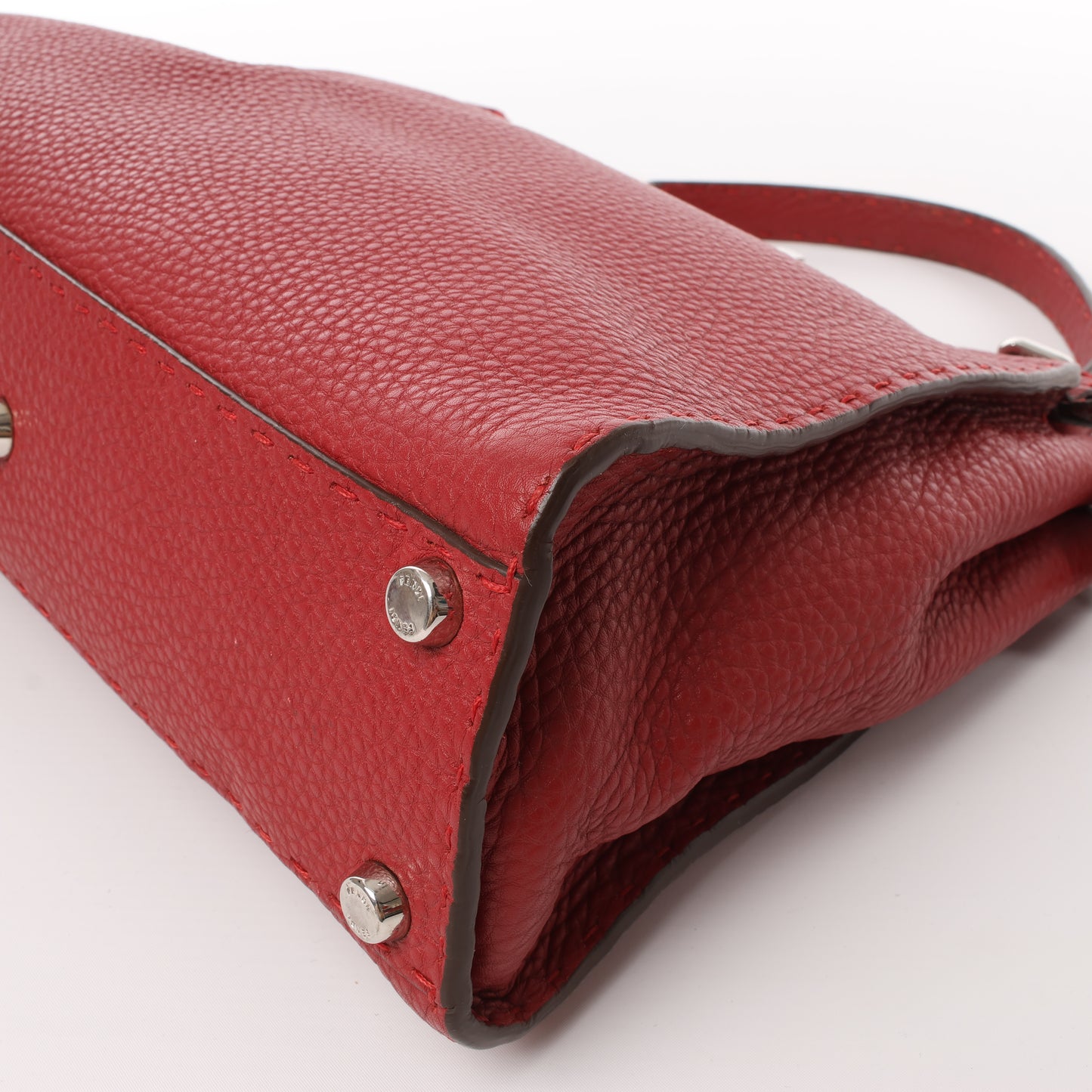 Fendi Peekaboo Regular Selleria Leather 2way Handbag in Red 8BN226