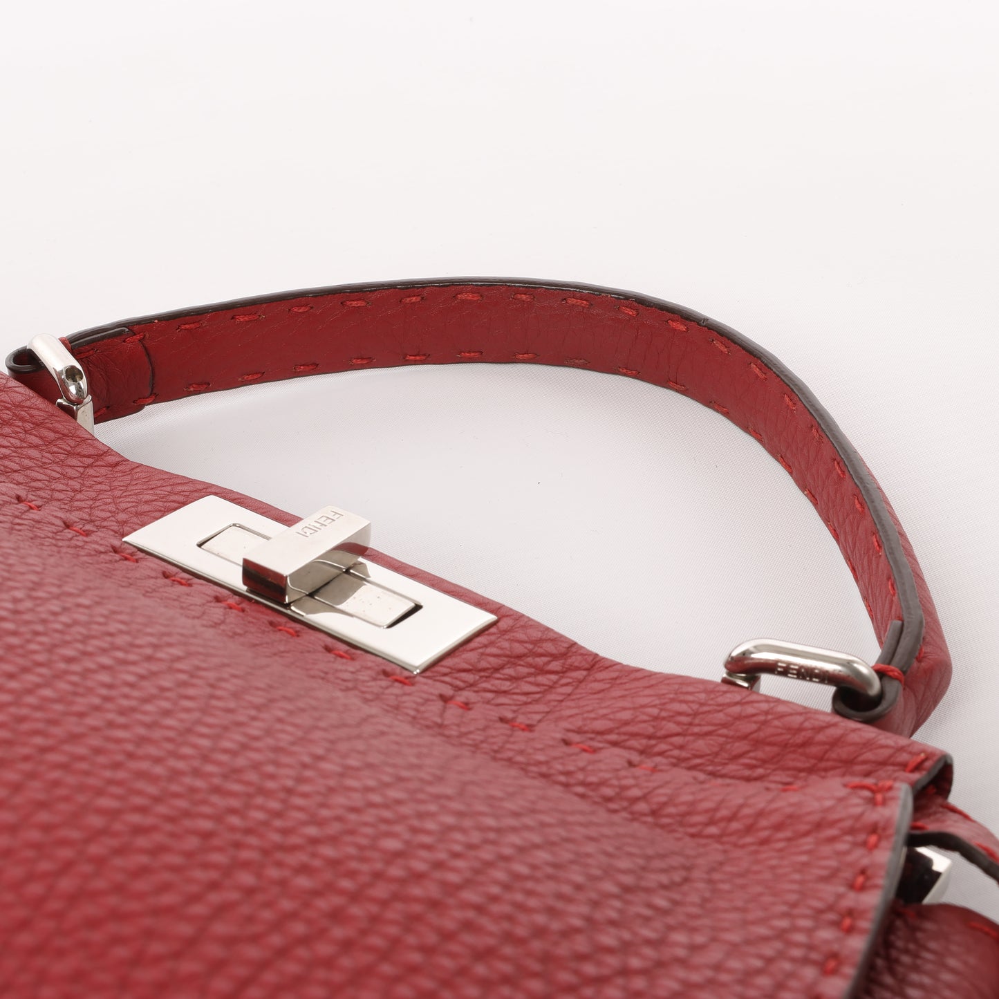 Fendi Peekaboo Regular Selleria Leather 2way Handbag in Red 8BN226