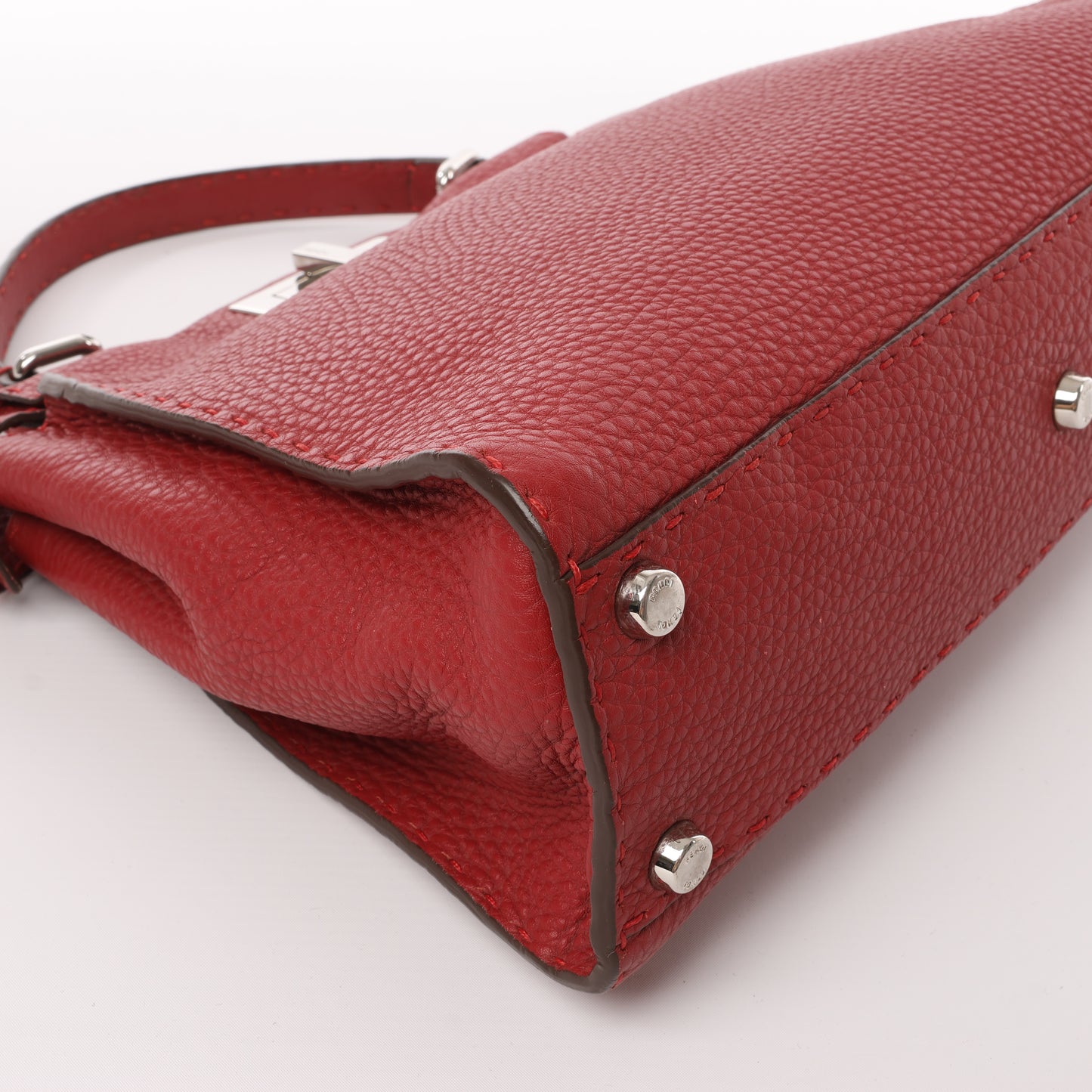 Fendi Peekaboo Regular Selleria Leather 2way Handbag in Red 8BN226