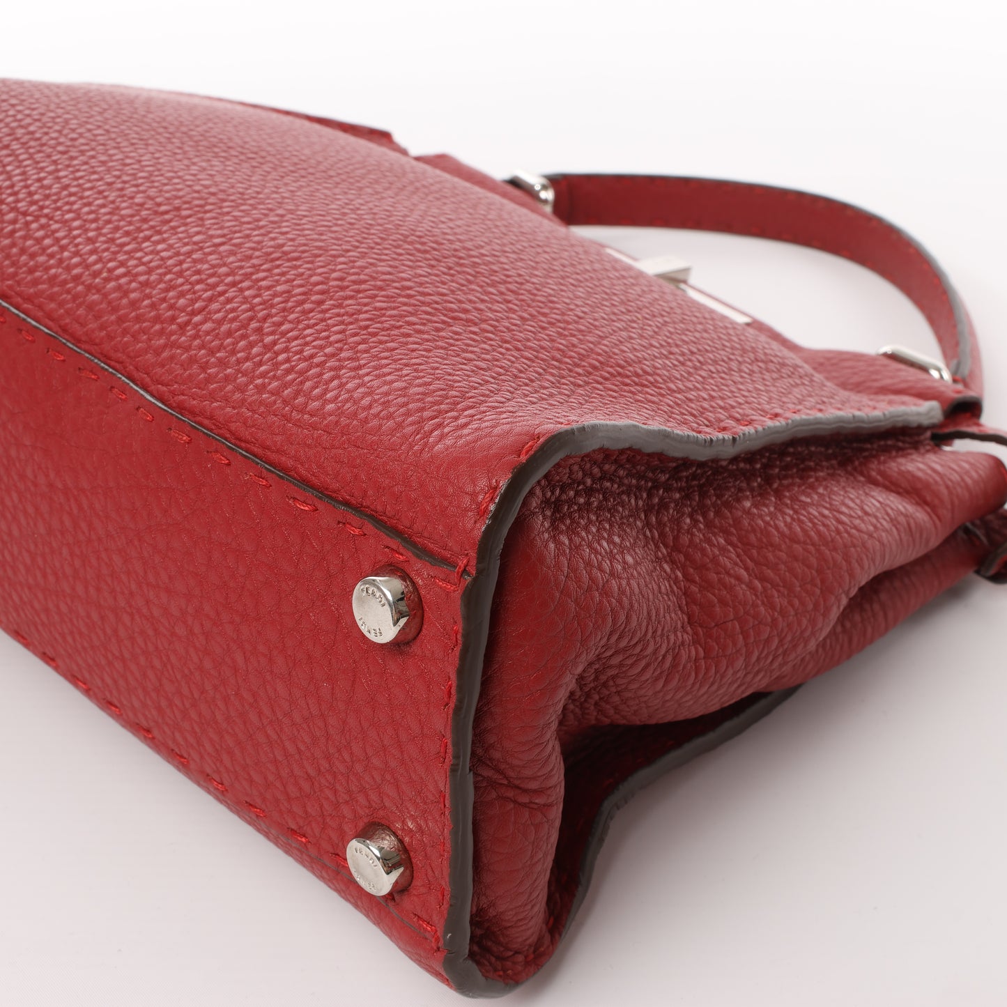Fendi Peekaboo Regular Selleria Leather 2way Handbag in Red 8BN226