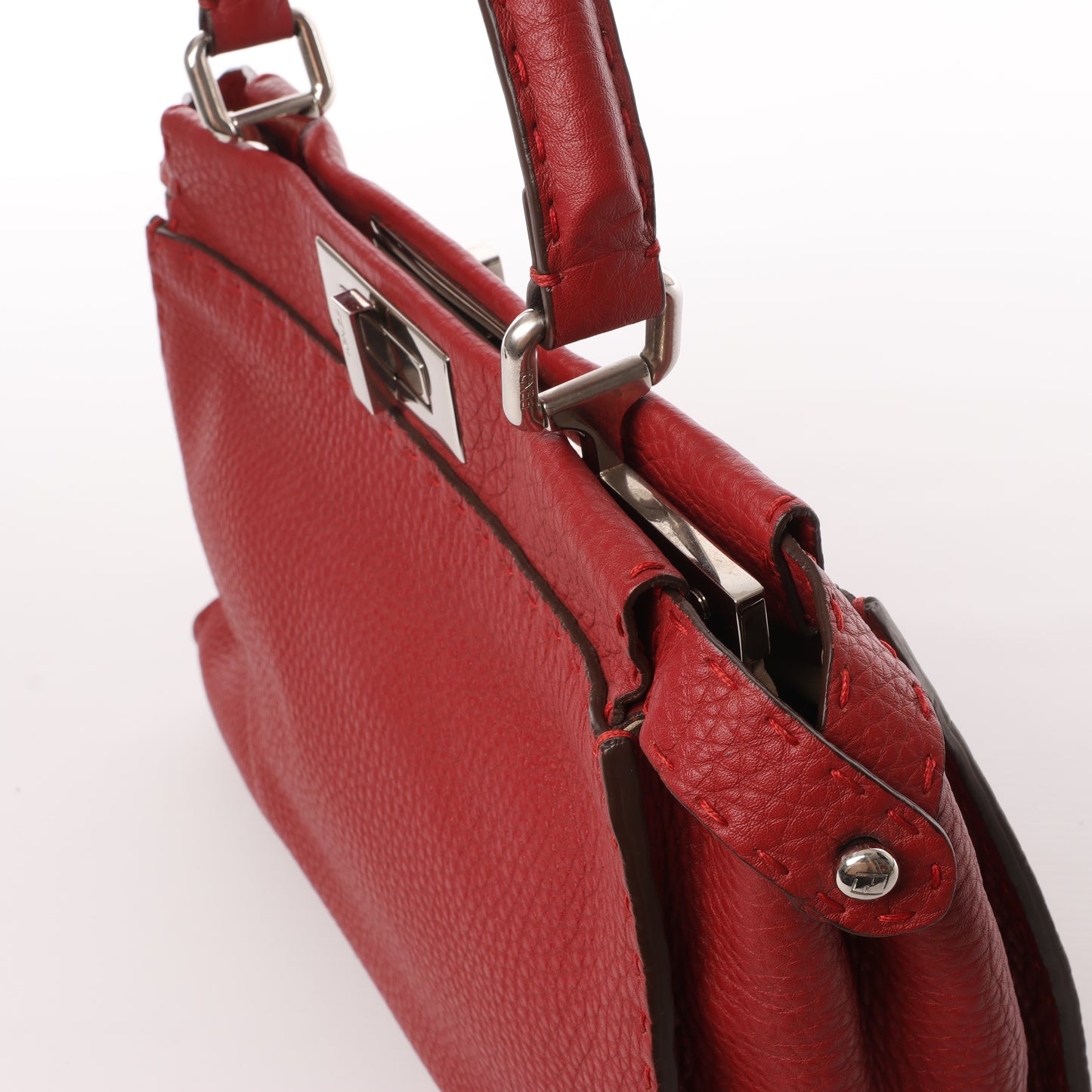 Fendi Peekaboo Regular Selleria Leather 2way Handbag in Red 8BN226