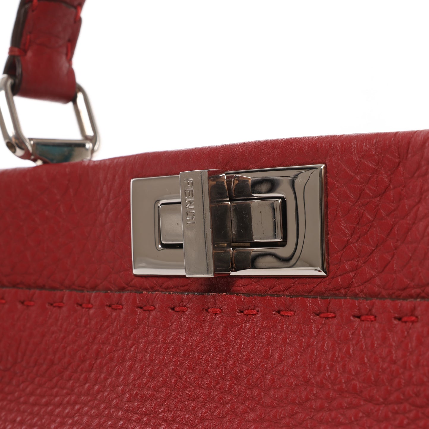 Fendi Peekaboo Regular Selleria Leather 2way Handbag in Red 8BN226
