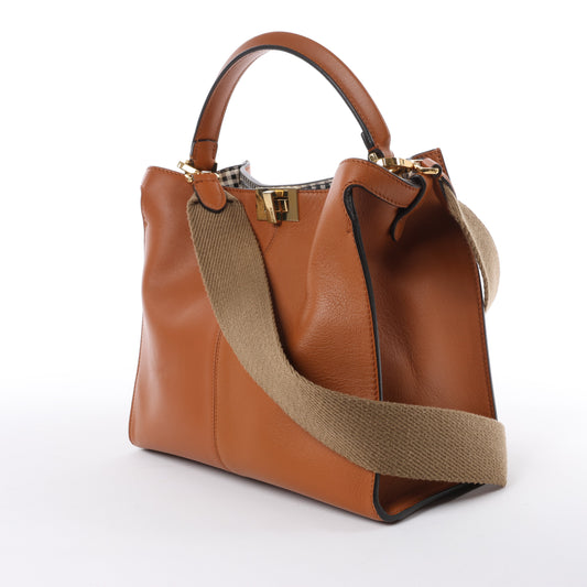 Fendi Peek-a-boo X-light Leather 2 Way Shoulder Bag in Brown