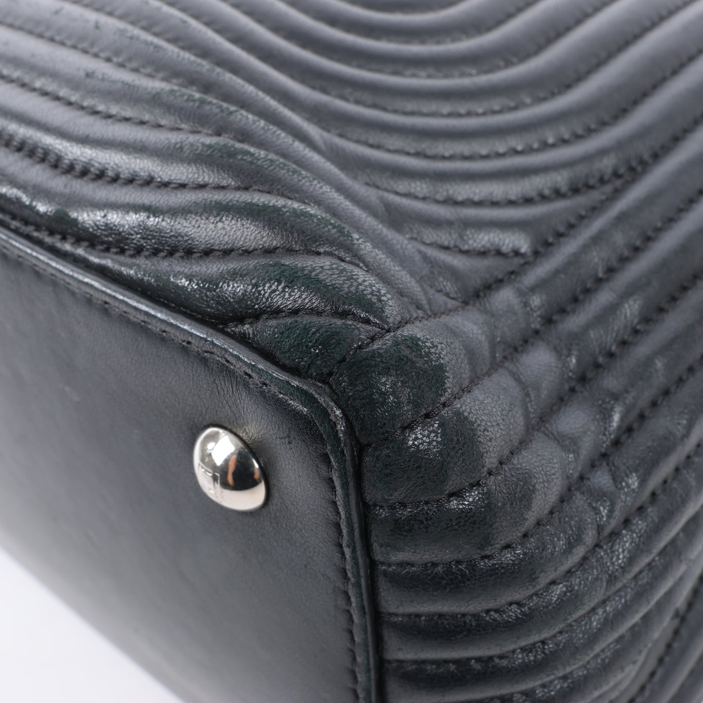 Fendi Dotcom Leather Chain Semi Shoulder Bag in Black