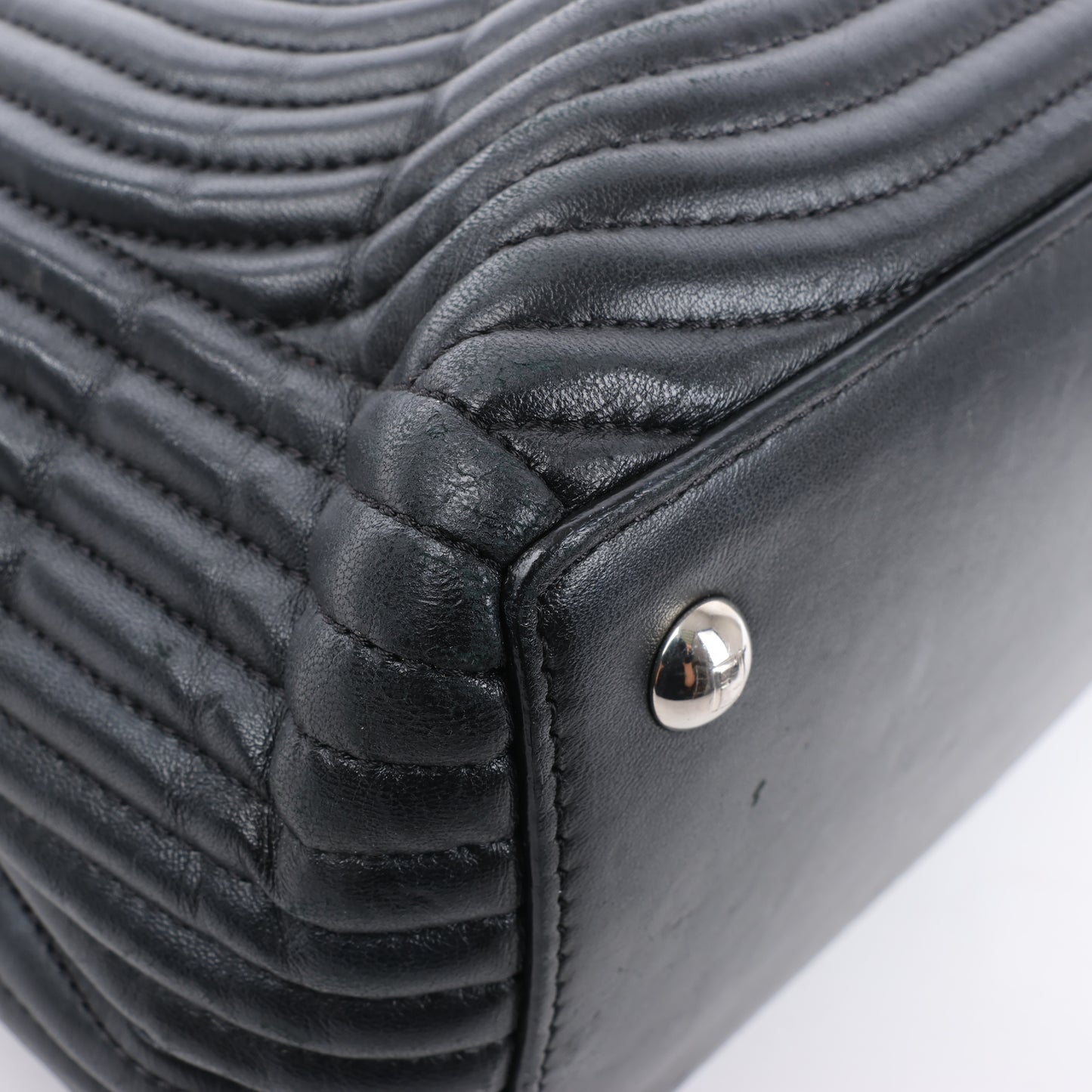Fendi Dotcom Leather Chain Semi Shoulder Bag in Black