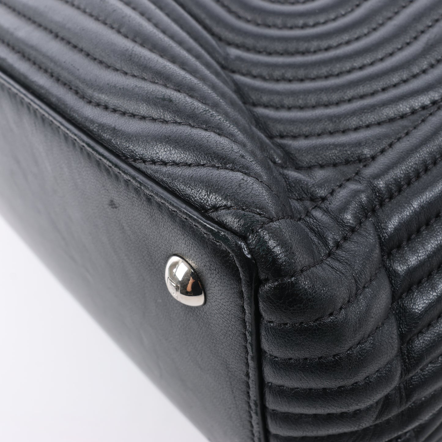 Fendi Dotcom Leather Chain Semi Shoulder Bag in Black