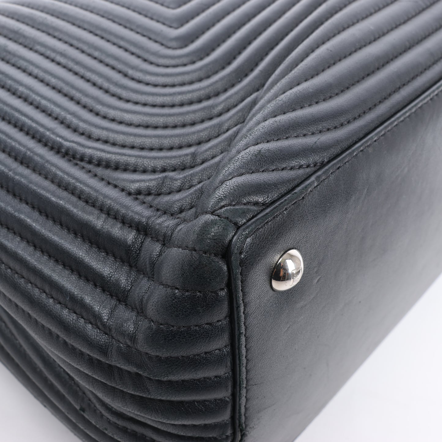 Fendi Dotcom Leather Chain Semi Shoulder Bag in Black