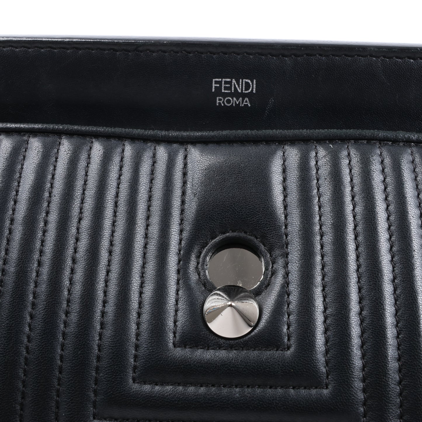 Fendi Dotcom Leather Chain Semi Shoulder Bag in Black