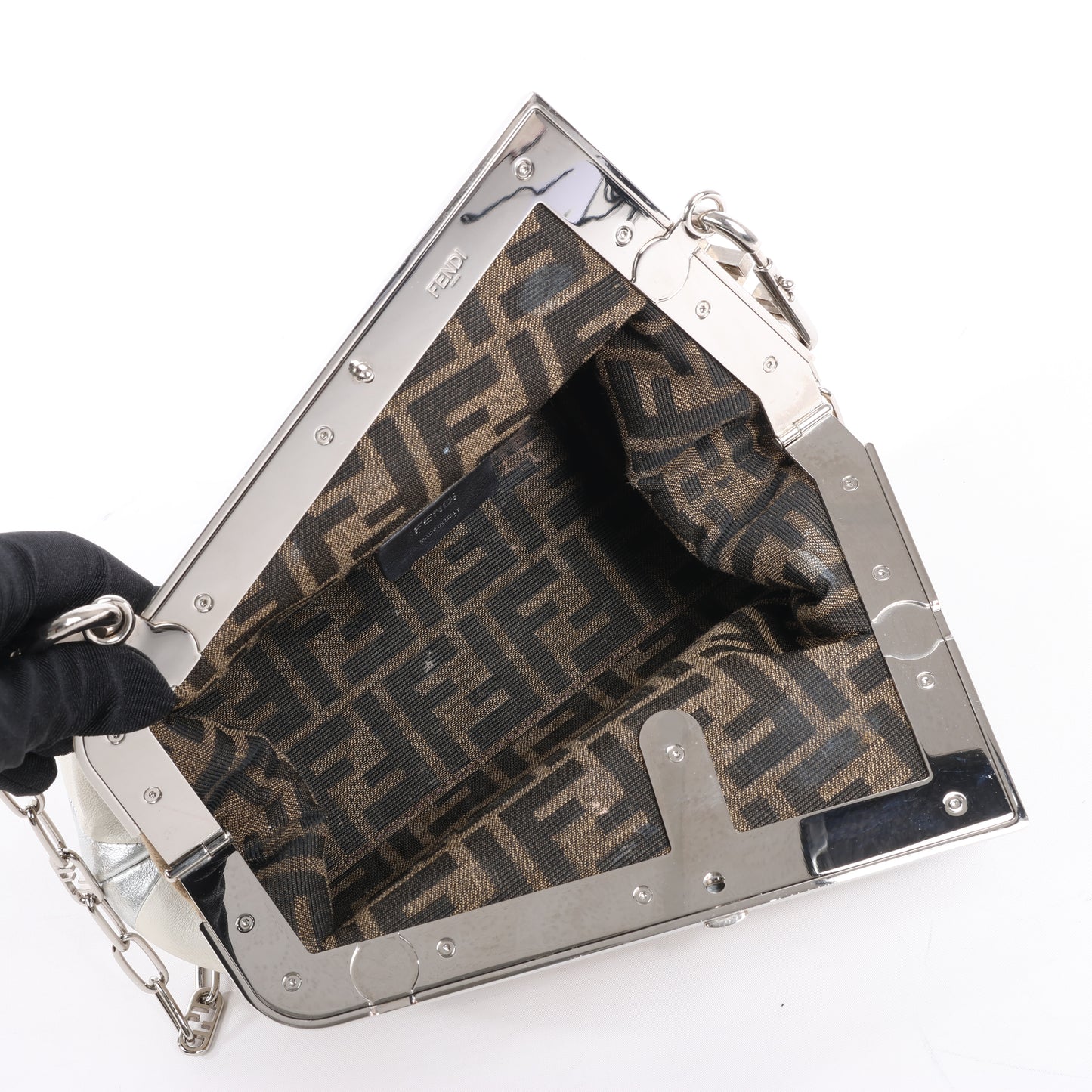 FENDI First Leather x Suede Shoulder bag in Beige 8BP129