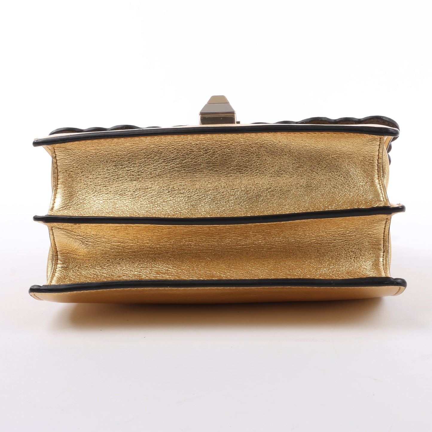 Sac à bandoulière en cuir FENDI Mini Kan I avec chaîne, doré 8M0381