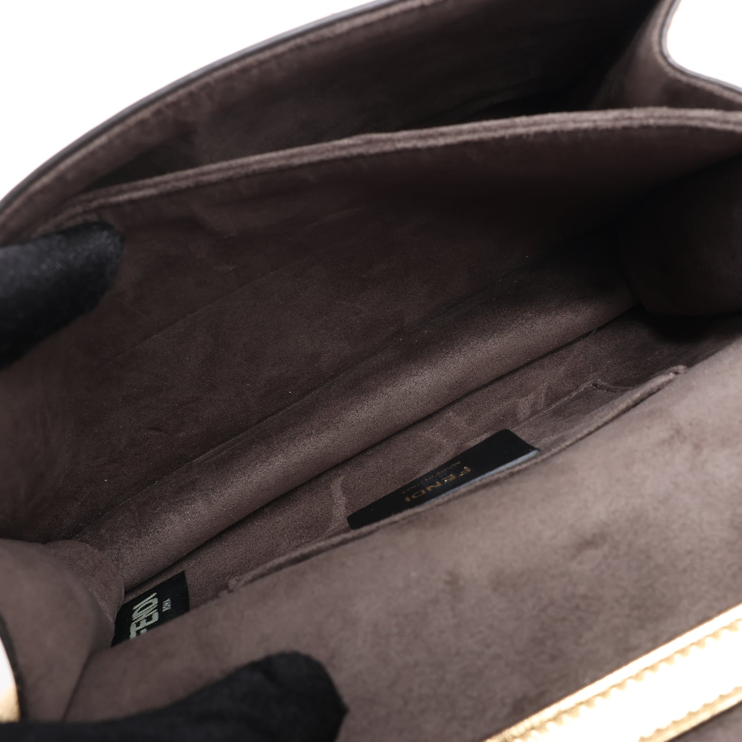 Sac à bandoulière en cuir FENDI Mini Kan I avec chaîne, doré 8M0381