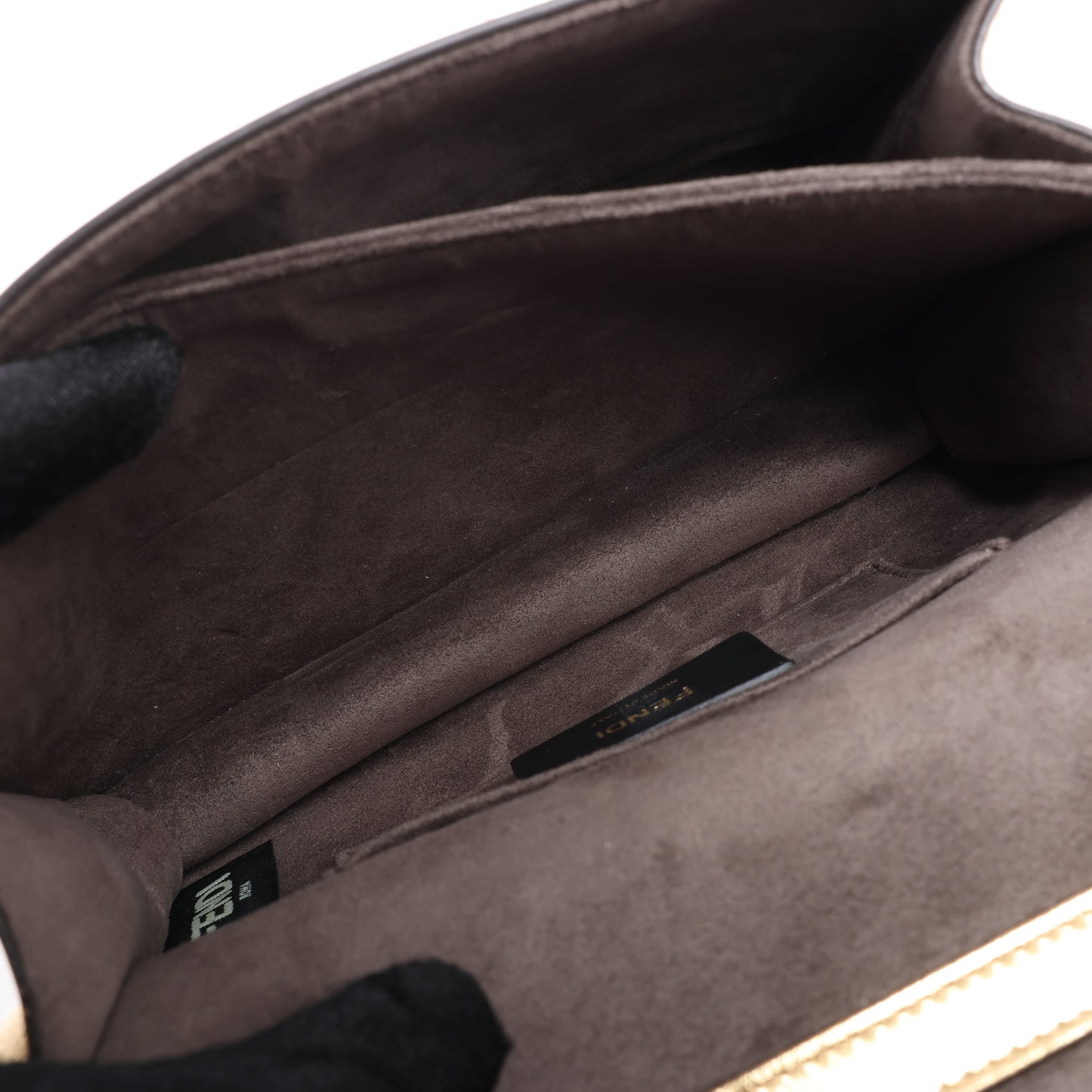 Sac à bandoulière en cuir FENDI Mini Kan I avec chaîne, doré 8M0381